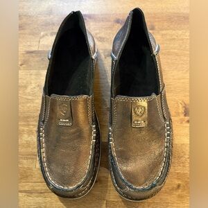 Ariat Women's Brown and Gold Metallic Leather Loafers